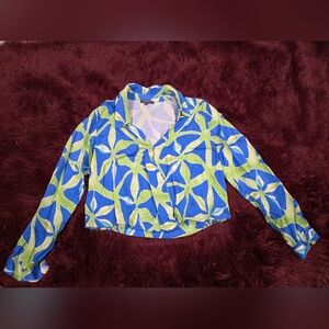 Haute Hippie Blue and Green Patterned Blazer